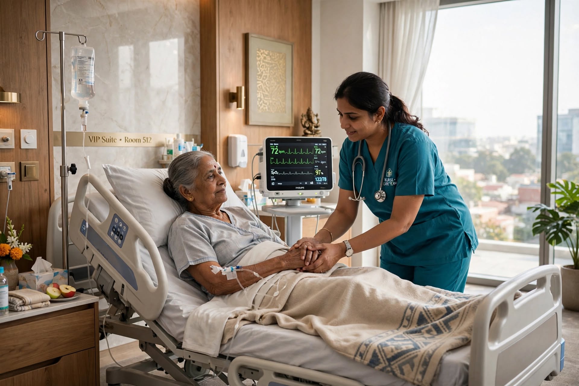 Professional caregiver assisting a patient at home